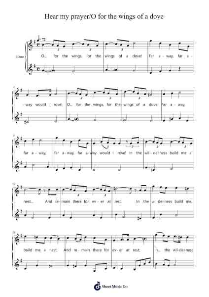 Hear My Prayer: O for the Wings of a Dove, MWV B 49 Sheet Music by Felix Mendelssohn-Arr.Sainsthea Flind