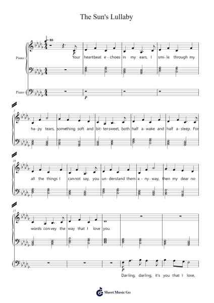 The Sun's Lullaby Sheet Music by Cleb + Doll-Arr.Geornic Hicksjoe