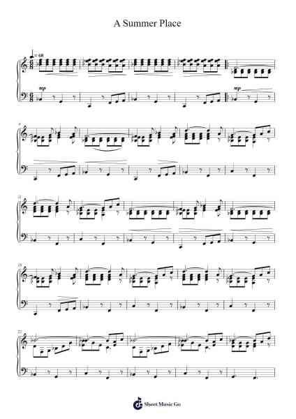 A Summer Place Sheet Music by Max Steiner-Arr.O'Conbrooke