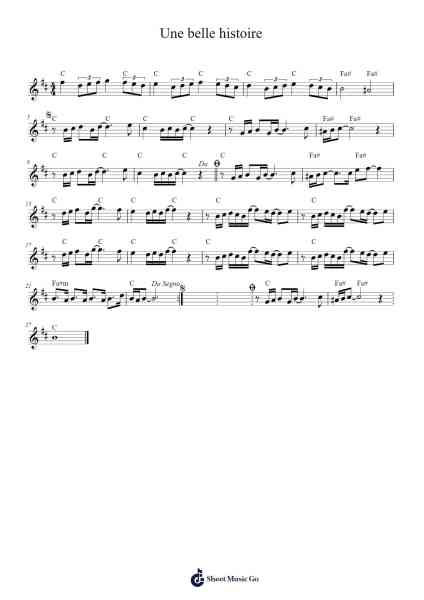 Une belle histoire Sheet Music by Michel Fugain-Arr.Faithelip