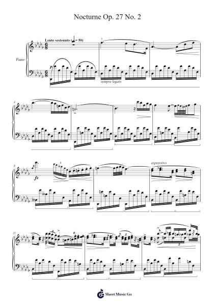 Nocturne in D-flat Major, Op. 27, No. 2 Sheet Music by Frédéric Chopin-Arr.Childdy Whitkin