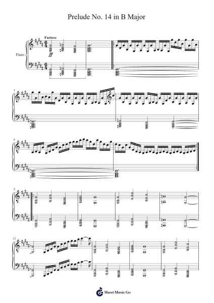 Prelude No. 14 in B Major Sheet Music by Hebush-Arr.Reyblume Poundtor