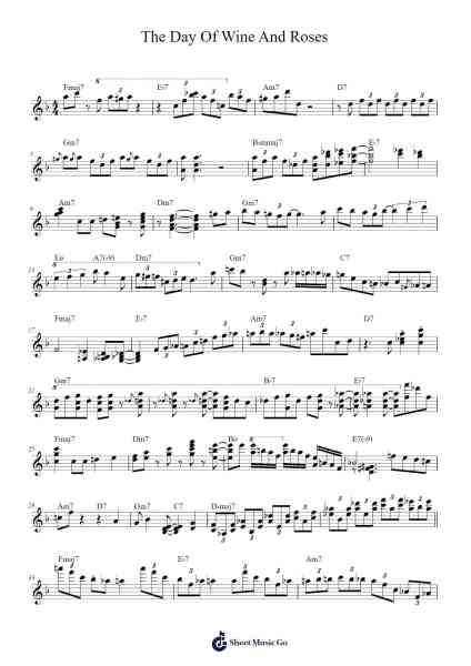 The Day Of Wine And Roses Sheet Music by Eddie Higgins-Arr.Urvien Browntha