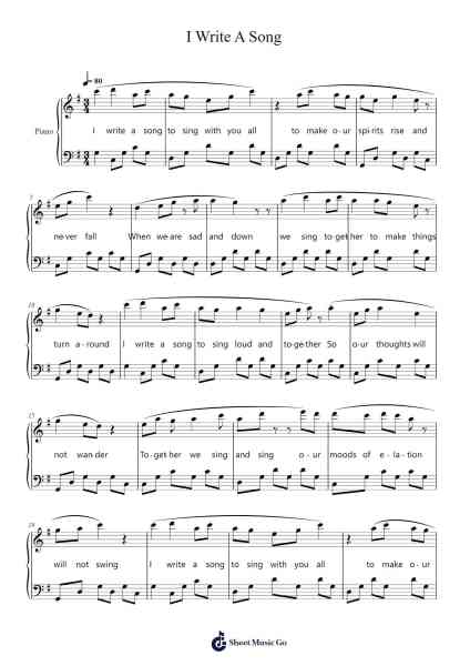 I Write A Song Sheet Music by -Arr.Morelard