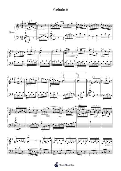 Prelude 6 Sheet Music by Johann Sebastian Bach-Arr.Holtlix