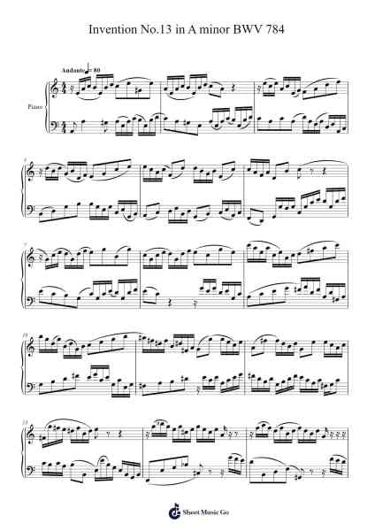 Invention No. 13 in A Minor, BWV 784 Sheet Music by Johann Sebastian Bach-Arr.Galor Mifrey