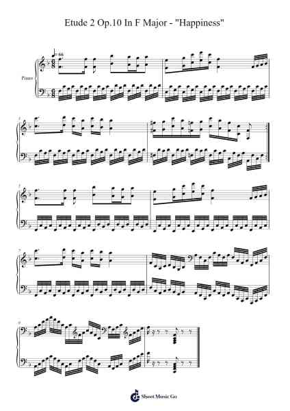Etude 2 Op.10 In F Major - "Happiness" Sheet Music by Jamescook-Arr.Derbroad Zoerah