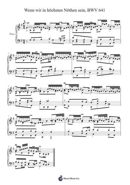 Wenn wir in höchsten Nöthen sein, BWV 641 Sheet Music by Johann Sebastian Bach-Arr.Hufaithe Deantate