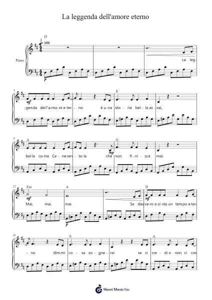 La leggenda dell'amore eterno Sheet Music by Shel Shapiro-Arr.Crailynn Rodlan