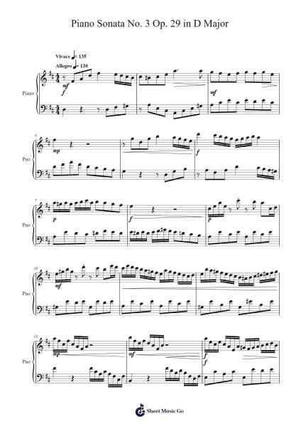 Piano Sonata No. 3 in D Major, Op. 29 Sheet Music by Wardnet Padian-Arr.Noahsweet