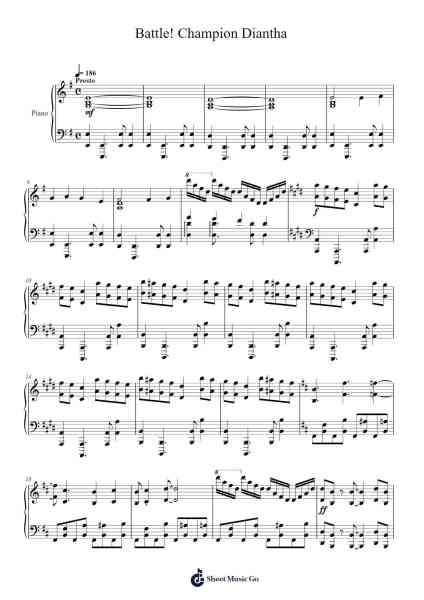 Battle! Champion Diantha Sheet Music by Junichi Masuda-Arr.Dunnnic