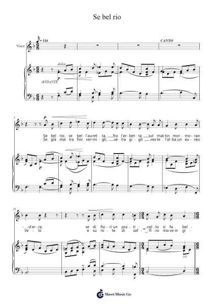 Se bel rio Sheet Music by Raffaello Rontani/Alessandro Parisotti-Arr.Deirmand