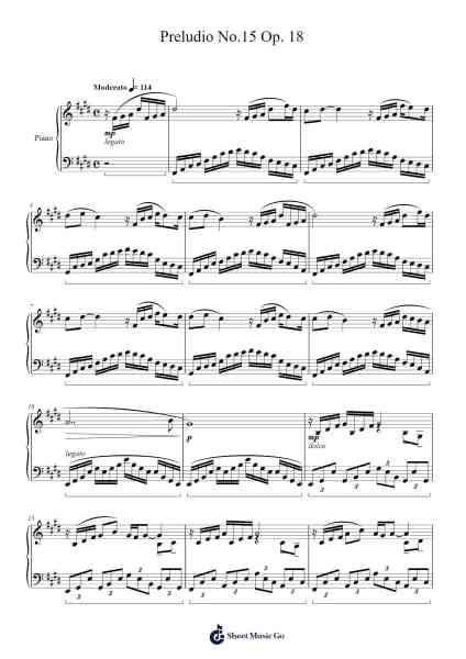 Preludio No.15 Op. 18 Sheet Music by Brightfrances-Arr.Wykim Browningsnow