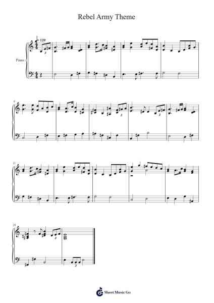 Rebel Army Theme Sheet Music by Nobuo Uematsu-Arr.Drewyes Deirty