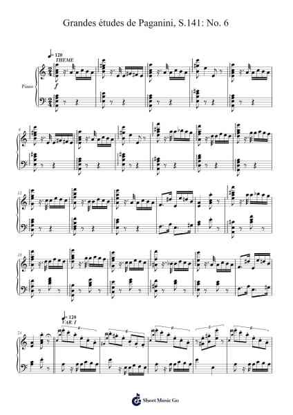 Grandes études de Paganini, S.141: No. 6 Sheet Music by Franz Liszt-Arr.Relip