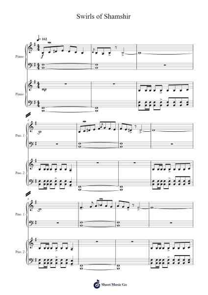 Swirls of Shamshir (Piano Duet) Sheet Music by HOYO-MiX-Arr.Sonxe
