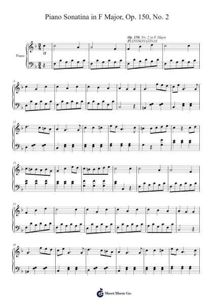 Piano Sonatinas, Op. 150, No. 2 in F Major Sheet Music by Henry Maylath-Arr.Boycelee