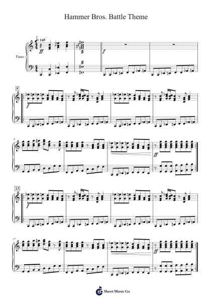 Hammer Bros. Battle Theme (Super Mario Bros. 3) Sheet Music by Koji Kondo-Arr.Rexlin Clachad