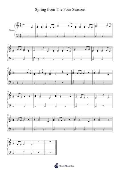 Spring from The Four Seasons Sheet Music by Antonio Vivaldi-Arr.Chloekeats