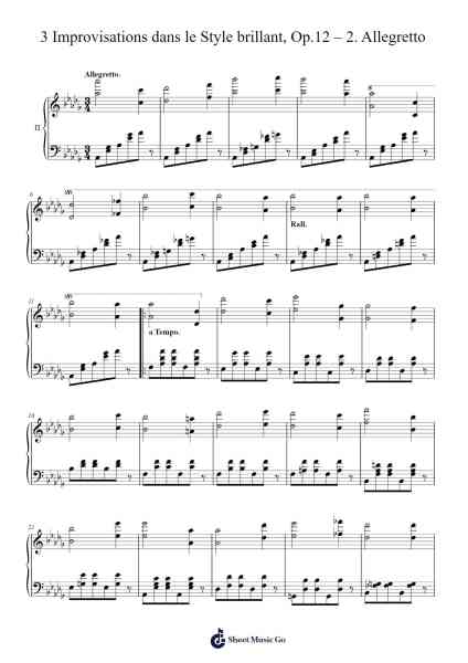 3 Improvisations dans le Style brillant, Op.12: No. 2 Allegretto Sheet Music by Charles-Valentin Alkan-Arr.Fredcamp Viomia