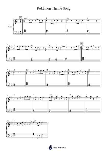 Pokémon Theme Song Sheet Music by Pokemon-Arr.Moulboyce