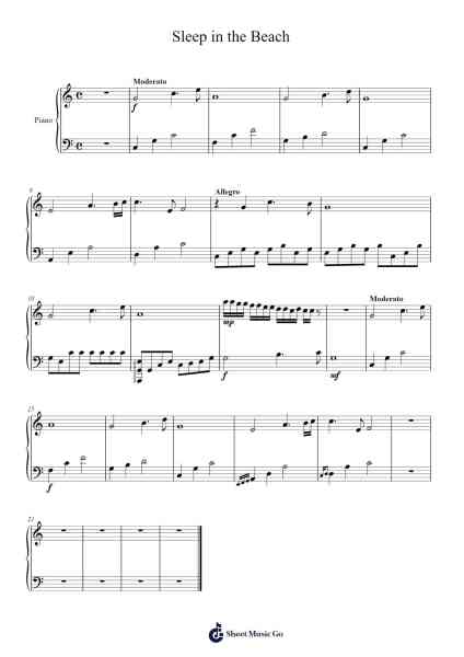 Sleep in the Beach Sheet Music by M. Aymen Khamlichi-Arr.Croftsdwight Rhyspiers