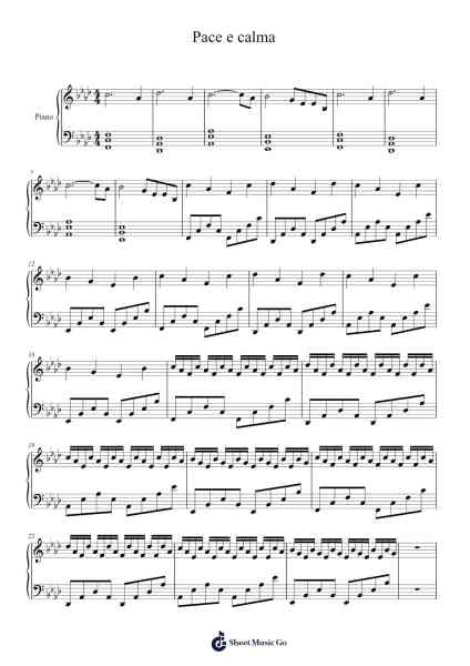 Pace e calma Sheet Music by Nicola Zambon-Arr.Holmesney Cliffcol