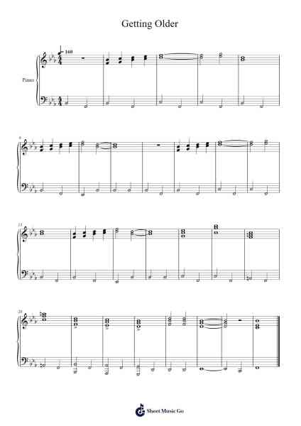 Getting Older Sheet Music by Billie Eilish-Arr.Montbrook