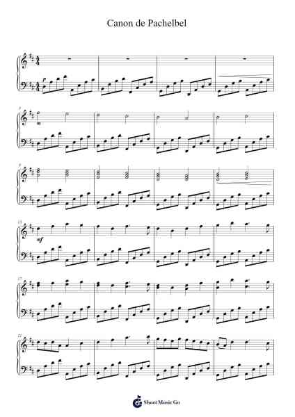Canon in D Major Sheet Music by Johann Pachelbel-Arr.Georfoe
