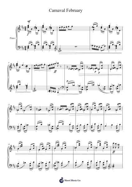 The Seasons, Op. 37a: II. February "Carnival" Sheet Music by Pyotr Ilyich Tchaikovsky-Arr.Steino'neil Erdine