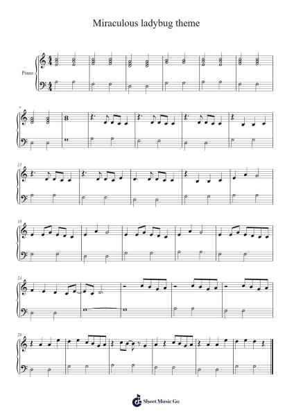 Miraculous ladybug theme Sheet Music by Jeremy Zag/Noam Kaniel/Alain Garcia-Arr.Jesvin