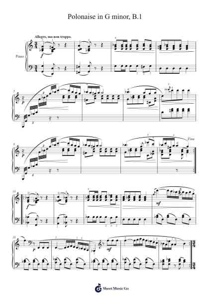 Polonaise in G Minor, B.1 Sheet Music by Frédéric Chopin-Arr.Twainryl
