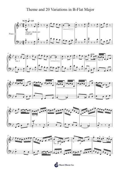 Theme and 20 Variations in B-Flat Major Sheet Music by undefined-Arr.Chloekeats