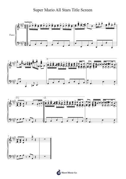 Super Mario All Stars Title Screen Sheet Music by Shigeru Miyamoto-Arr.Evertrine Curcent