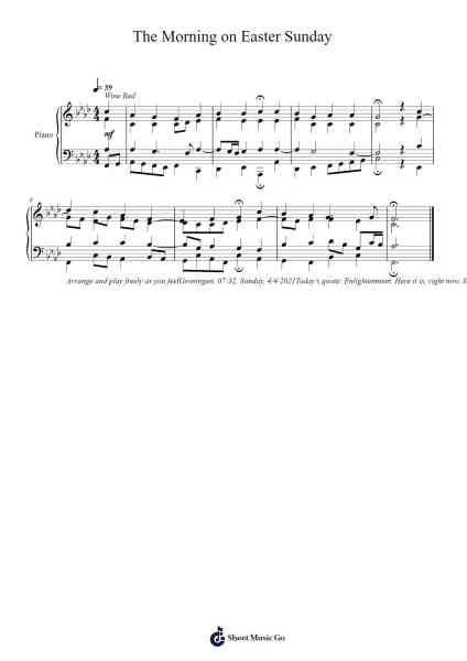 The Morning on Easter Sunday Sheet Music by Toursbur-Arr.Charfra Tesscer