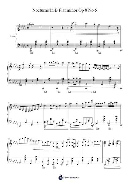 Nocturne in B-flat Minor, Op. 8, No. 5 Sheet Music by Keatsqe Chilrad-Arr.Humbryce Vanral