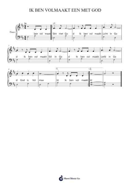 IK BEN VOLMAAKT EEN MET GOD Sheet Music by Carine-Arr.Toddjoy