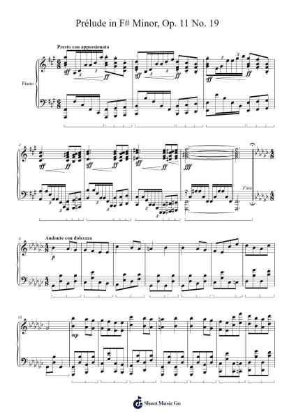 Prélude in F# Minor, Op. 11 No. 19 Sheet Music by Joseph Xie-Arr.Cromon Annlvis