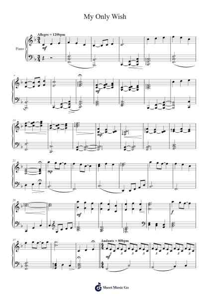 My Only Wish Sheet Music by Lindsey Rex Jugadora-Arr.Wildmy