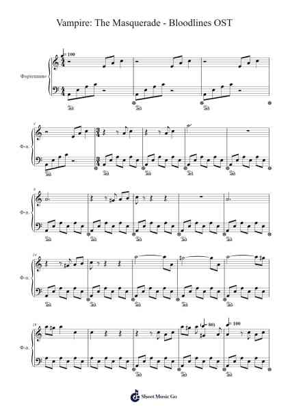 Vampire: The Masquerade - Bloodlines OST Sheet Music by Rick Schaffer-Arr.Hason