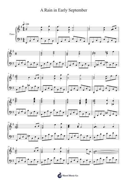 A Rain in Early September Sheet Music by Hamtio-Arr.Dunbeck