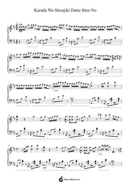 Karada Wa Shoujiki Datte Itten No Sheet Music by Shikiura-Arr.O'Cakeats Leofunk