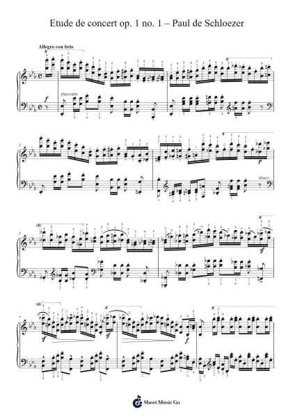 Etude de concert in A-flat Major, Op. 1, No. 1 Sheet Music by Paul de Schloezer-Arr.Steino'neil Erdine