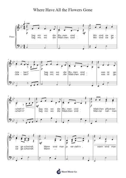 Where Have All the Flowers Gone Sheet Music by Pete Seeger-Arr.Hytrine