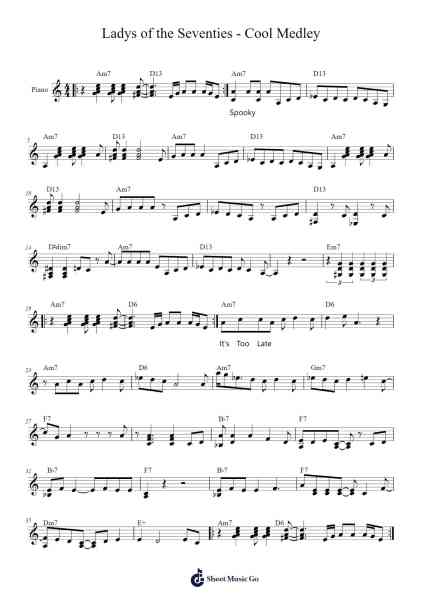 Ladys of the Seventies - Cool Medley Sheet Music by Steinga Jennus-Arr.Paggai Noelsay