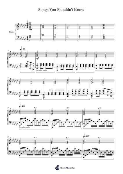 Songs You Shouldn't Know Sheet Music by PianoDeuss-Arr.Lencher Jameswyatt