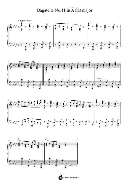 Bagatelle No.11 in A flat major Sheet Music by undefined-Arr.Primeg