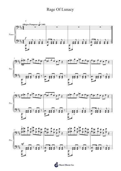 Rage Of Lunacy Sheet Music by Shirō Sagisu-Arr.Lewcar