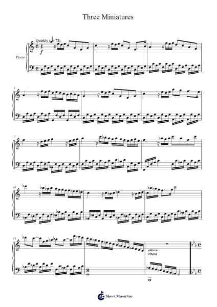Three Miniatures Sheet Music by Vioo'neil-Arr.Yetleif Clecott