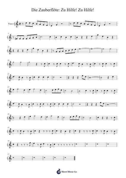 Die Zauberflöte: "Zu Hilfe! Zu Hilfe!" Sheet Music by Wolfgang Amadeus Mozart-Arr.Hewkay Brewstience